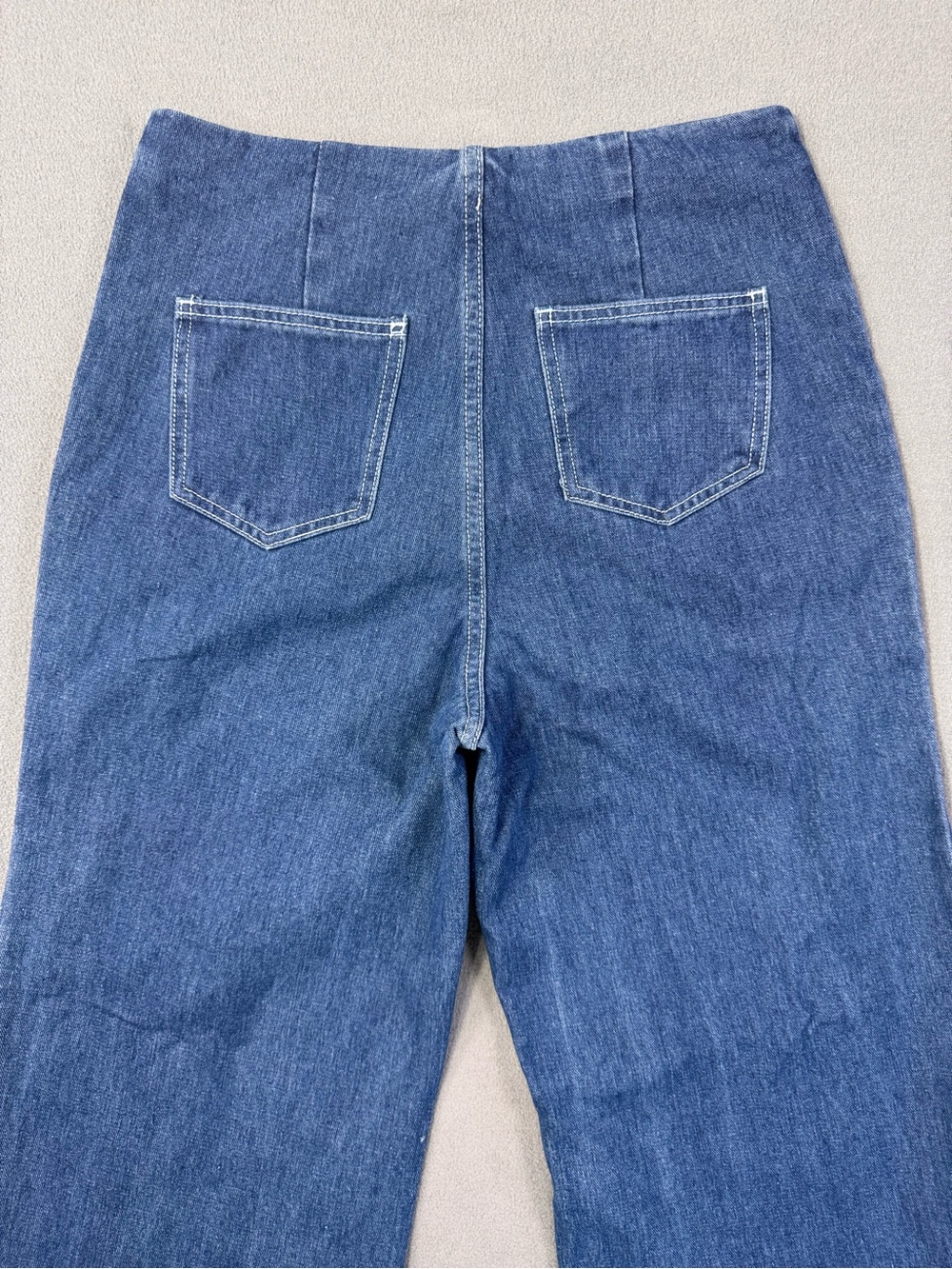 Cider Wide Leg Cropped Seam Panel Blue Denim 70’s Style Jeans, Size Medium - Picture 9 of 14